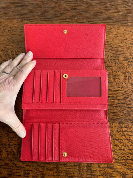 MCM Red Patent Leather Studded Wallet - Picture 6 of 10